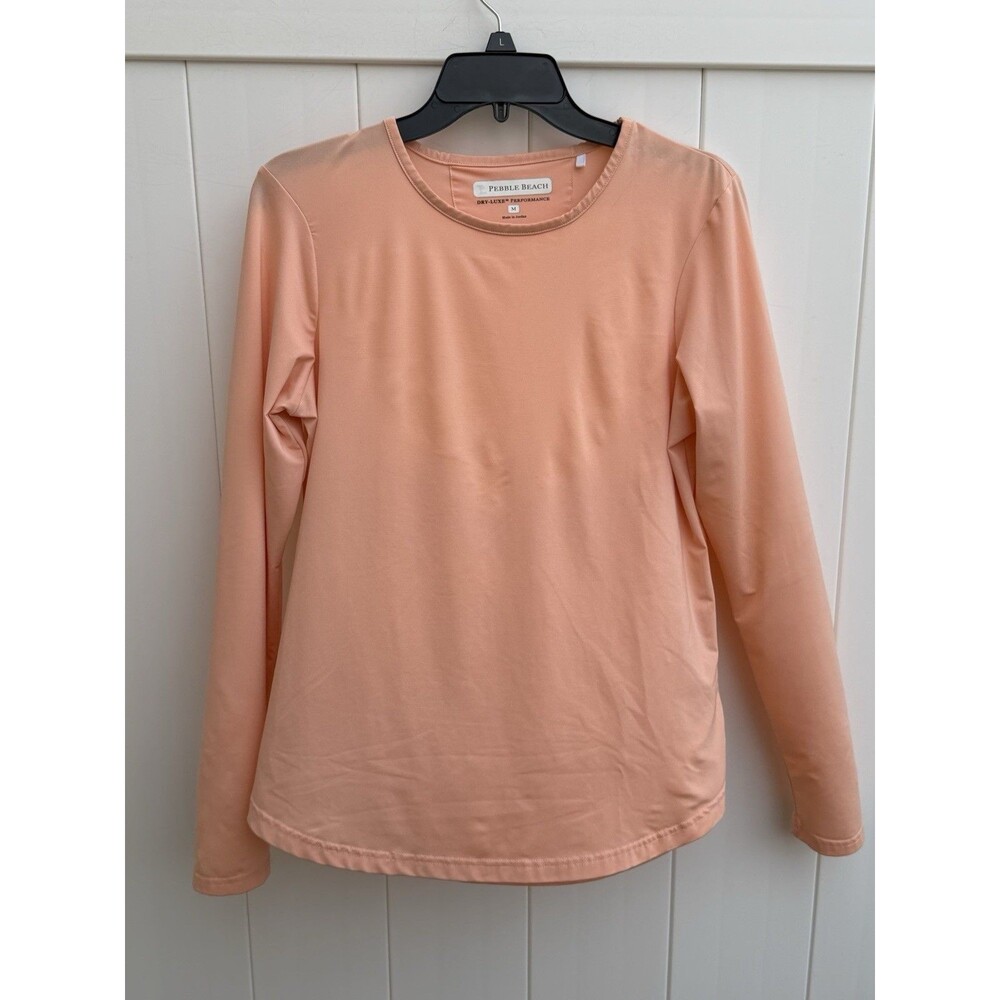 womens Pebble Beach Dry Luxe Performance long sleeve light pink top Size Medium